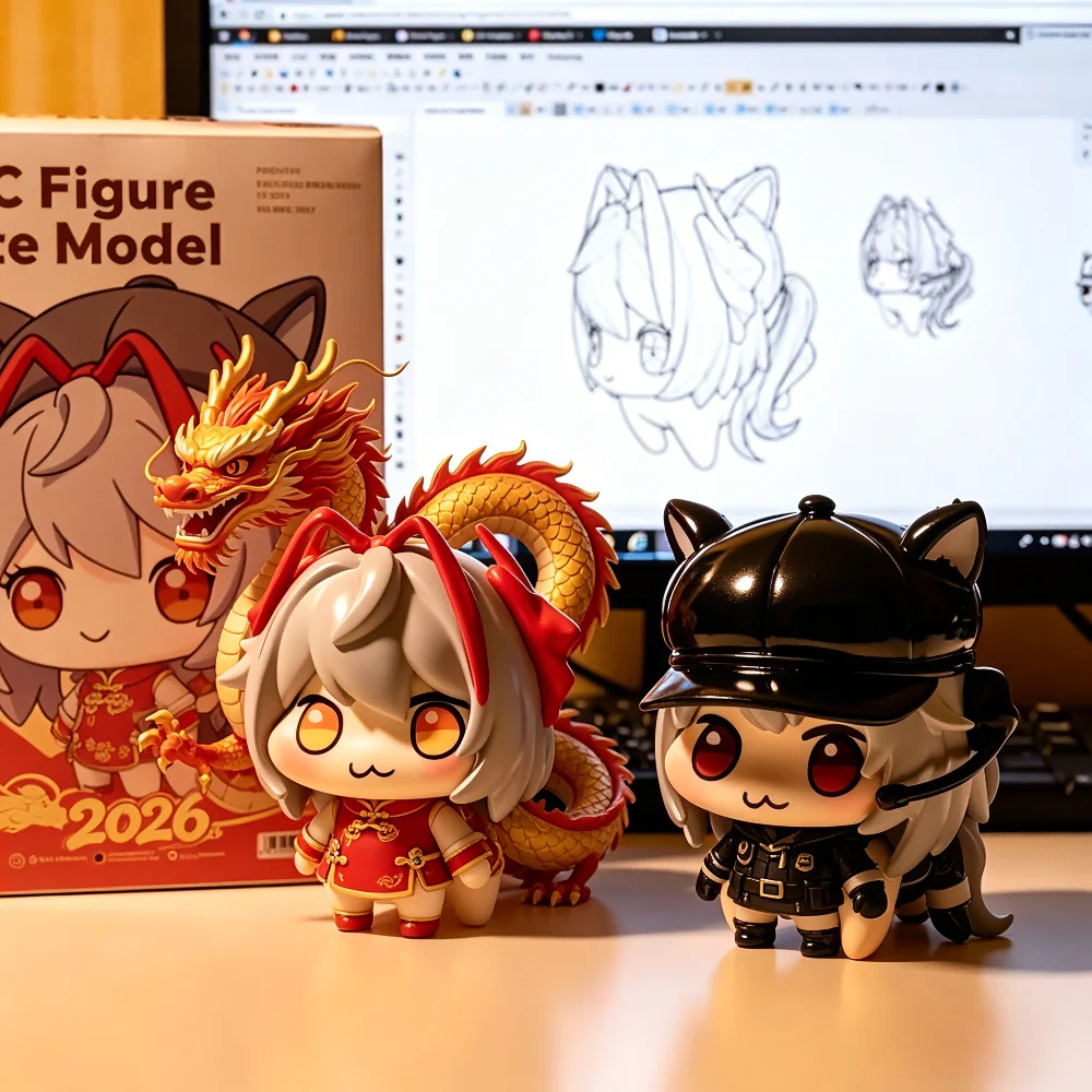 Delta Action Doro Figure Mai & Luna Q Version Cute Anime Statue For Desk Decoration, New Year Gift 2026