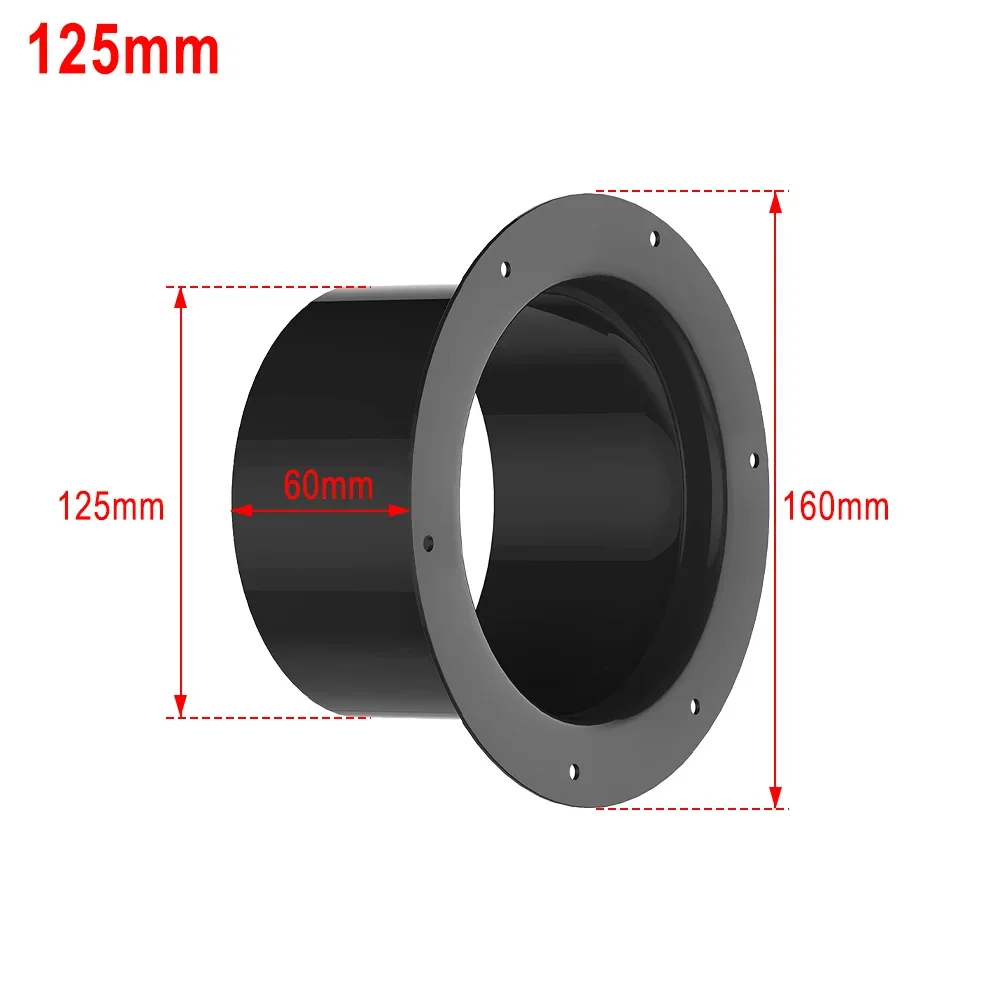 1pc  ABS Wall Flange Connector For Ventilation Pipe Air Ducting Connection Round 100mm 125mm 150mm Black Household Accessories