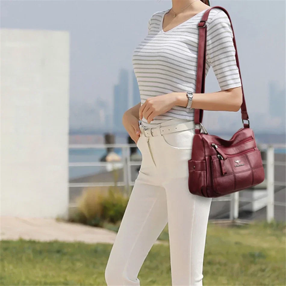 High Quality Soft Leather Luxury Purses and Handbags Women's Bag Designer Multi-pocket Crossbody Shoulder Bag for Women 2024 Sac