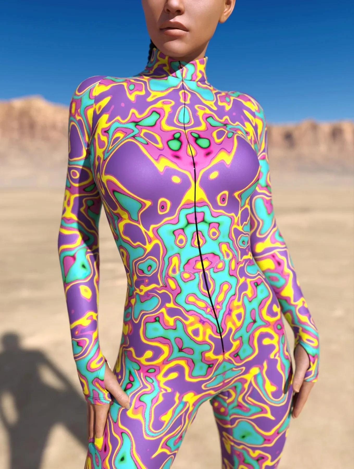 Damen Herren Muskel-Mensch Wüste Dazzle in Sieben Farben 3D-Druck Verkleidungs-Jumpsuit Halloween-Party Cosplay-Kostüme Outfit – Detail 9
