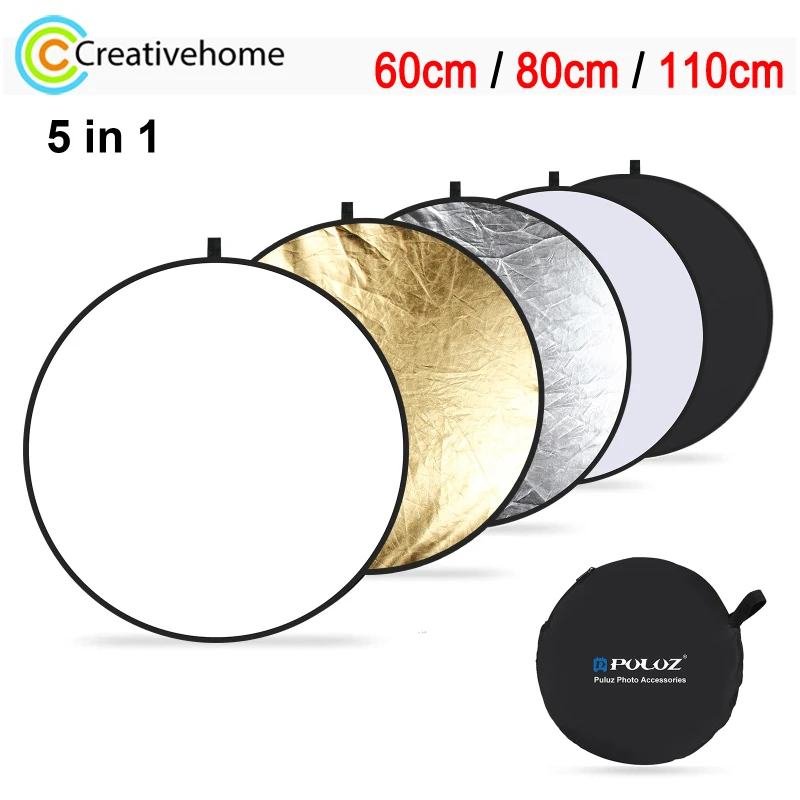 PULUZ 5 Color in 1 Photography Reflector Board 60cm / 80cm / 110cm Folding Photo Studio Reflector Disc