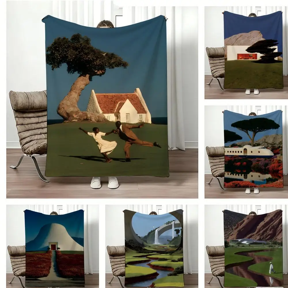 Elegant ins Wabi Sabi Throw Lightweight 240g Flannel Blanket Soft Skin-friendly for Summer Cooling