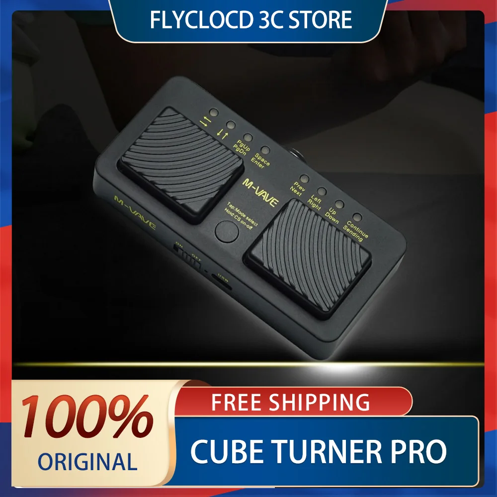 M-VAVE Cube Turner Pro اللاسلكية صفحة تيرنر دواسة القدم الصامتة مخصص بلوتوث مسند القدم USB قابلة للشحن للهواتف الذكية اللوحية