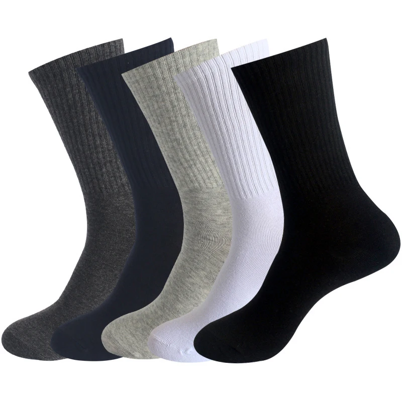 

6Pairs High Quality Black White Pure Color Cotton Unisex Sock Office Sport Business Anti-Bacterial Deodorant Men Long Socks