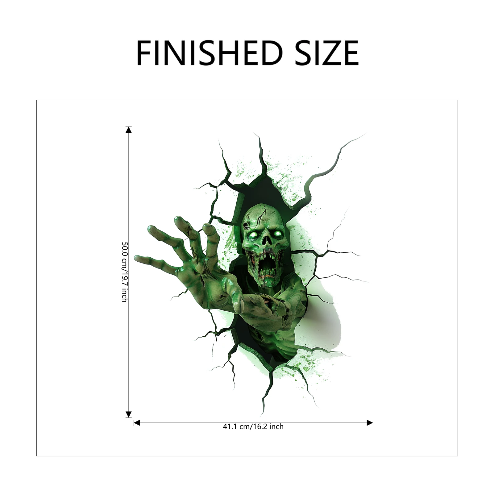 Scary Breaking Wall Horror Wall Sticker Zombie Skeleton Wall Decal Removable Peel and Stick Halloween Decoration