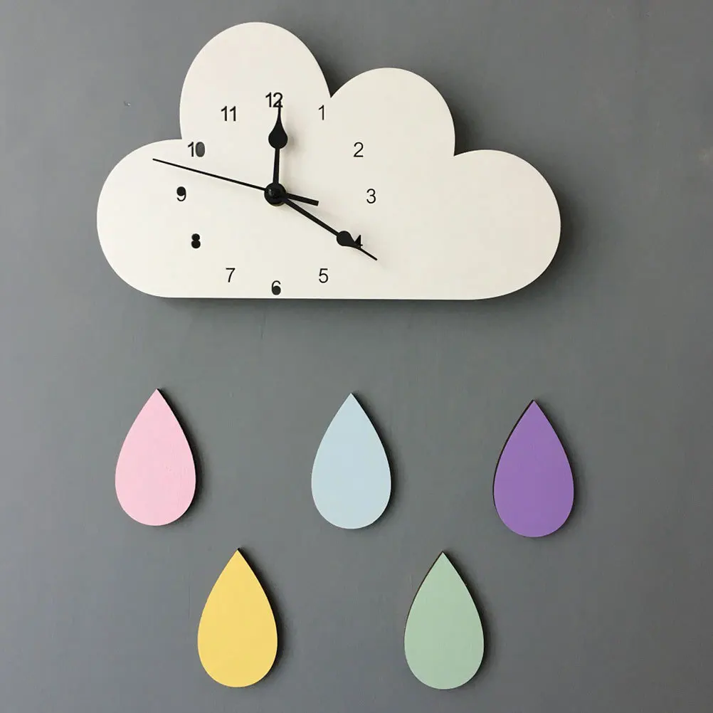 

1pc Silent Clock Cartoon Cloud Wall Clock For Kindergarten Bedroom Living Room Office Decorative Timepiece Noiseless