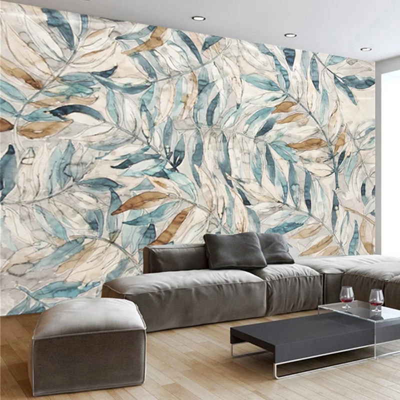 Customized product Photo Wallpaper Modern Retro Hand-painted Leaf Backdrop Wall Painting Living Room TV Sofa Home Decor Mural 3d