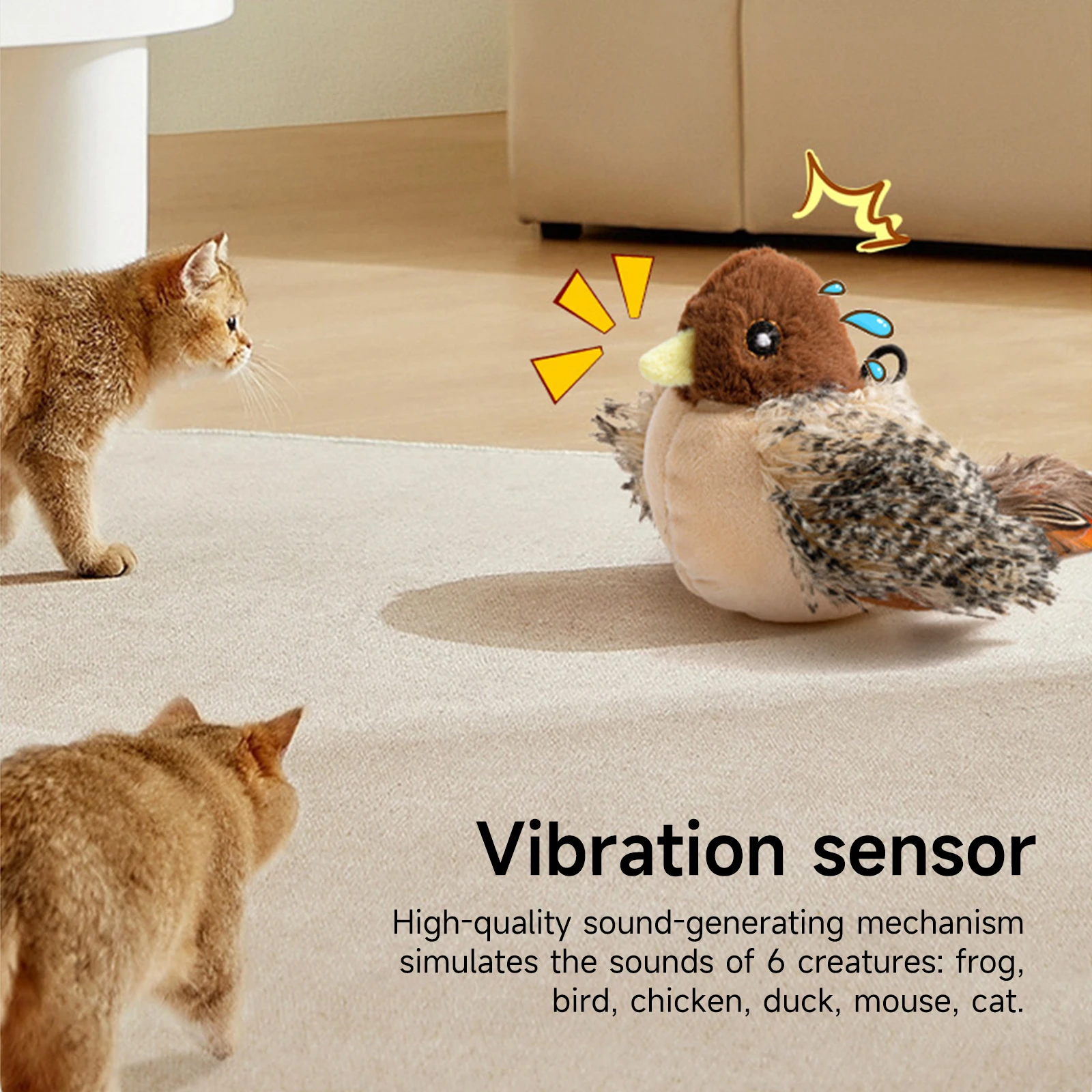 Interactive Cat Toys Flying Bird Cat Toy Flapping Wings Sparrow Flapping Bird Cat Toy Simulated Chirping Bird Cat Toy