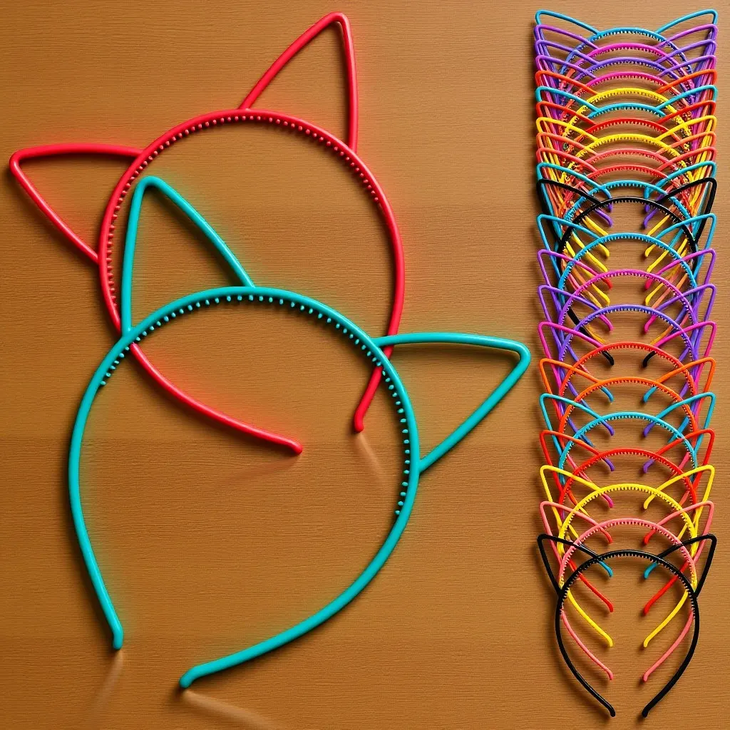 

24Pcs Cat Ear Headbands for Women and Teens Adorable Accessories Lightweight Plastic Headband for Party Cosplay