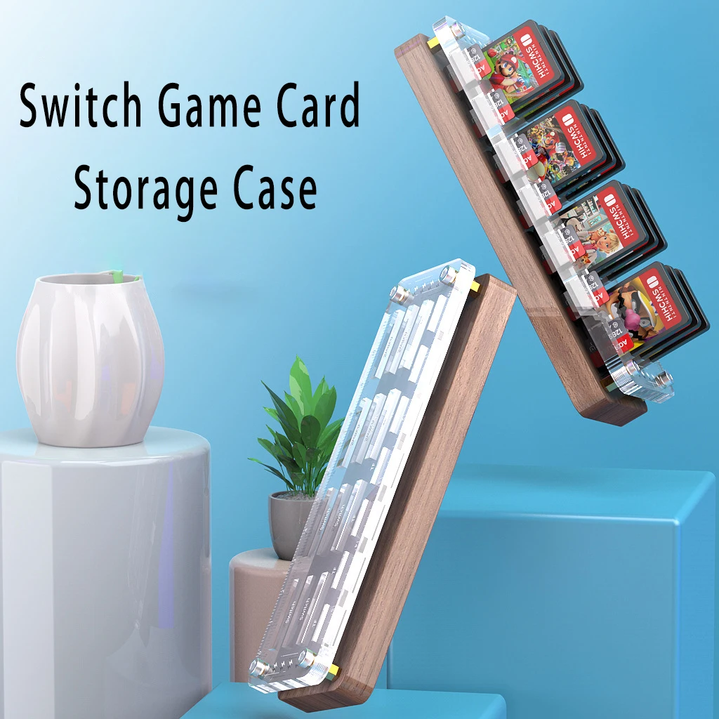 2023 Hot New Game Card Case for Nintendo Switch Wood Transparent Cards Slot Stand for NS Lite/Oled Accessories for Switch