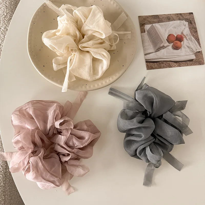 قطعة واحدة من حلقة الشعر الساتان النسائية ذات اللون النقي وربطة شعر راقية لربيع وصيف إكسسوارات تصفيف حلوة