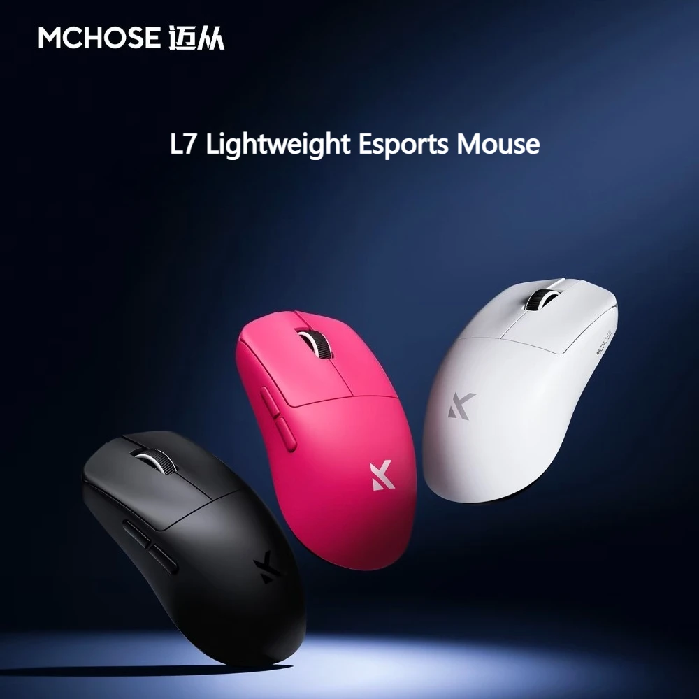 

MCHOSE L7Ultra Wireless Mouse Tri-mode Dual 8K PAW3950 42000DPI Custom Lightweight Ergonomic High Performance FPS Gaming Mouse