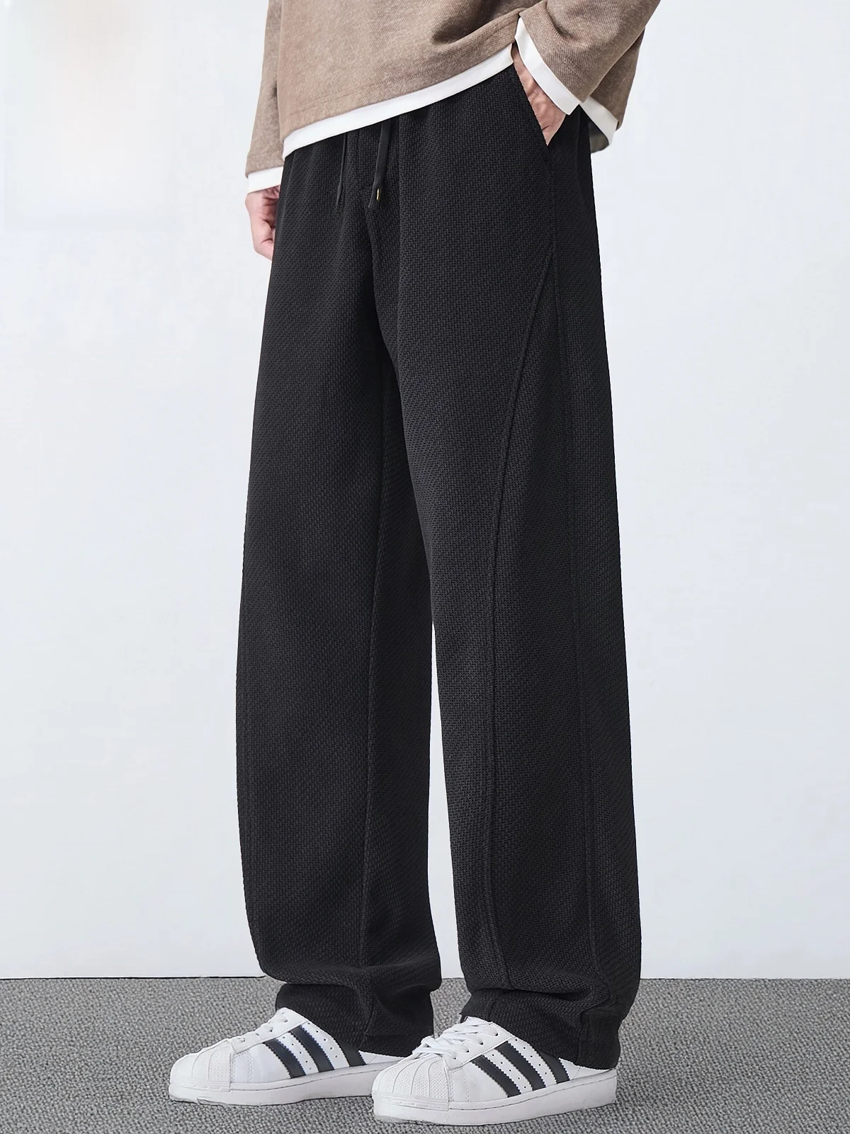 

Men's Spring 2026 Casual Straight Leg Pants Trendy Old Money Sle Knife Design Comfortable Loose Fit Polyester ...