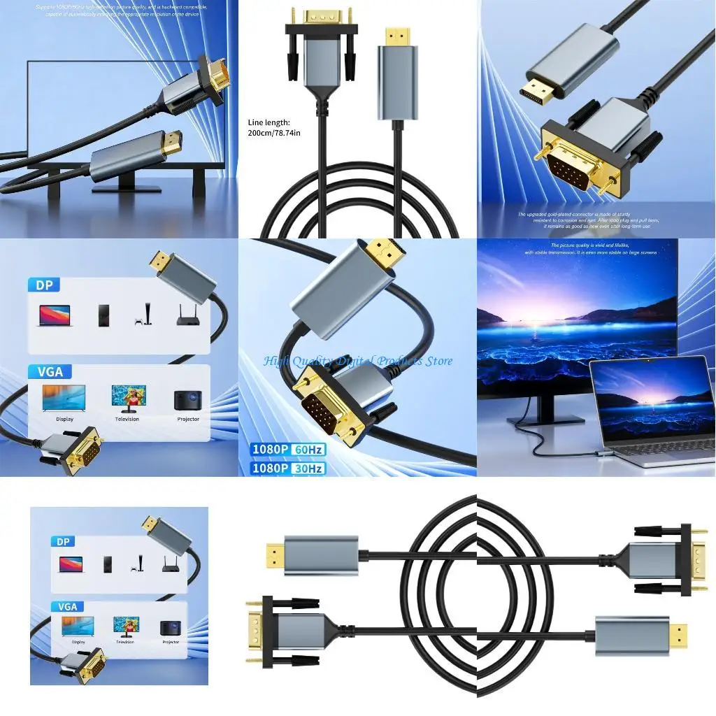 

У2ДЖЭ ДисплайПорт к кабелю 1080П@60Хз конвертера ВГА для передачи видео-монитора