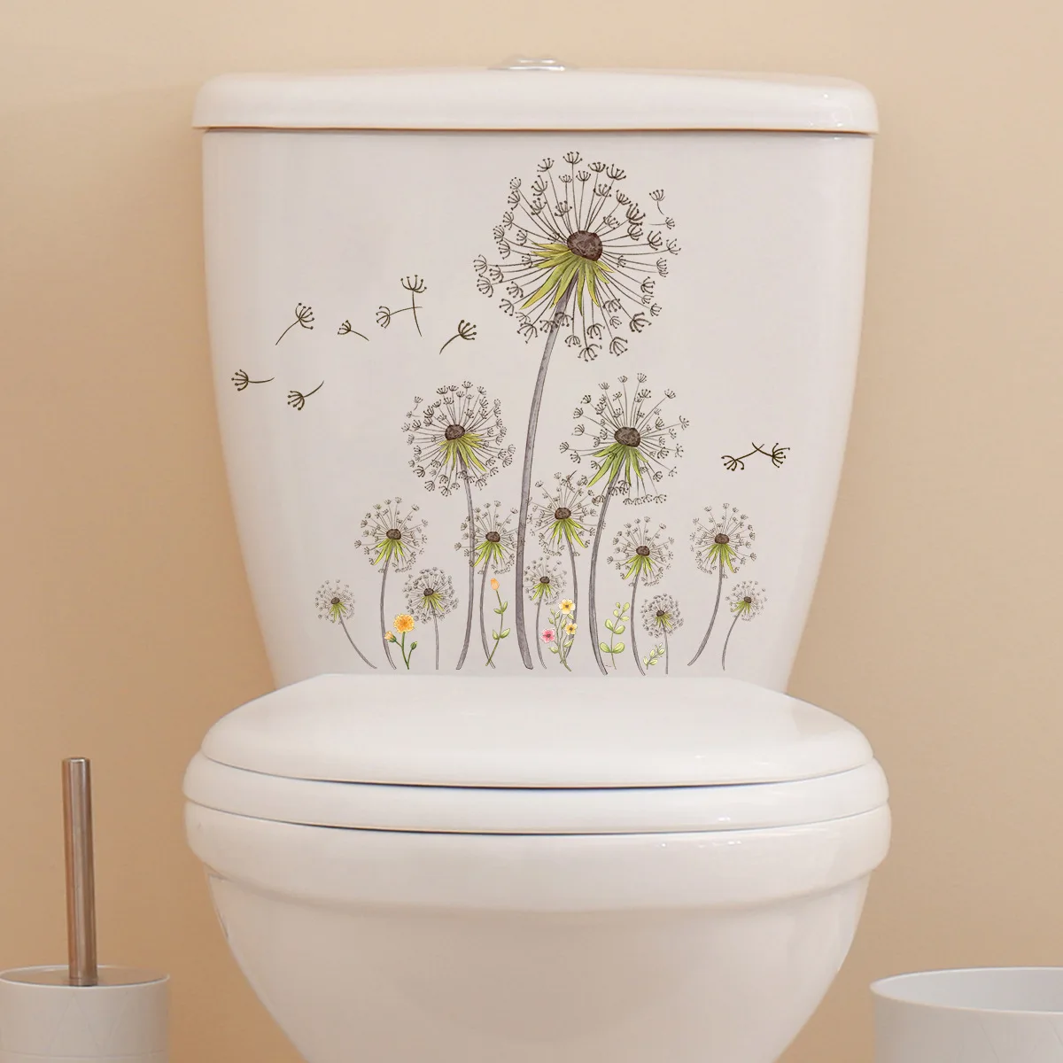 Dandelion Bathroom Toilet Sticker Lavatory Closestool Wall Sticker Self Adhesive Mural Beautify Flower Home Decoration Decals