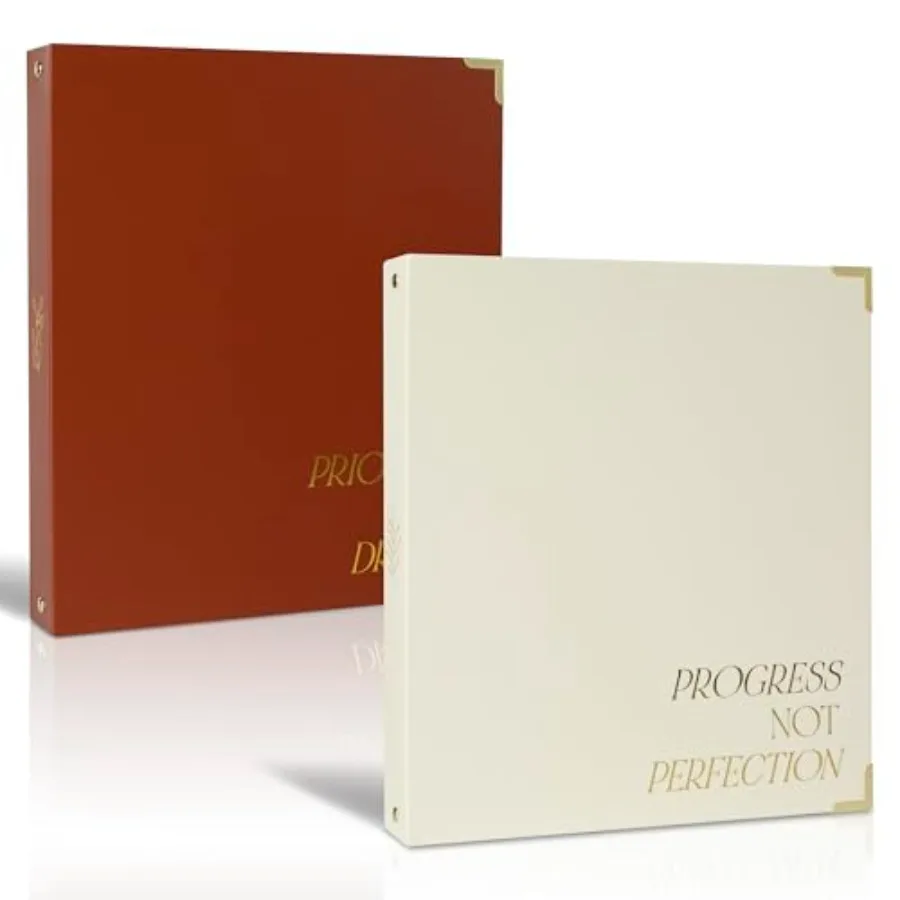 Juego de 2 carpetas estéticas de 3 anillas - Carpeta resistente de 1 pulgada para papel tamaño carta - Un bonito organizador para mujeres u hombres con bolsillo