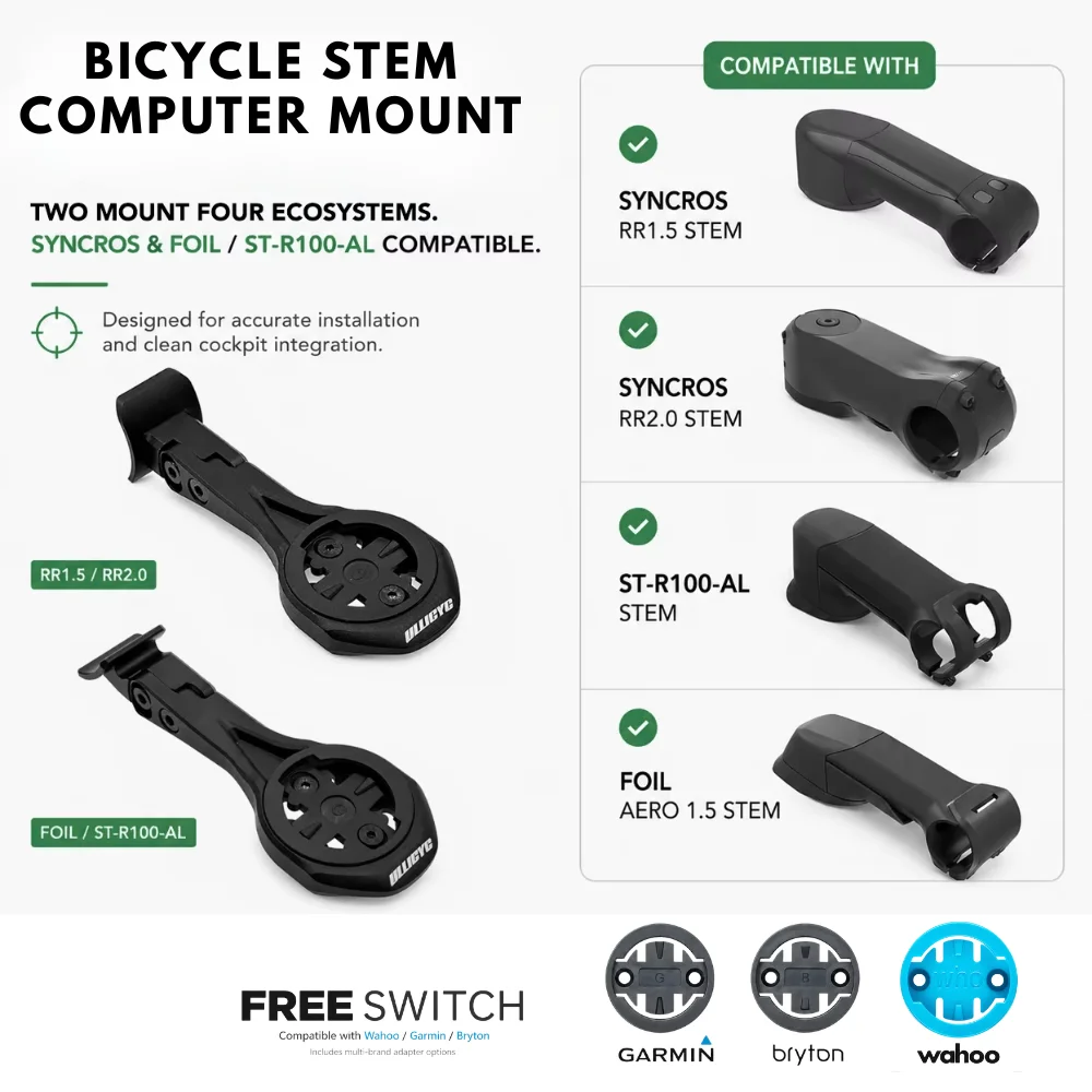 Support pour SCOTT SYNCROS FOIL AERO 1.5 STEM/ST-R100-AL /RR 1.5 RR 2.0 STEM Support aérodynamique pour ordinateur GPS Garmin Bryton en alliage d'aluminium