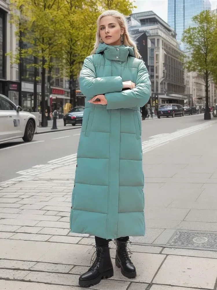 Parkas à capuche X-Long pour femmes, veste d'hiver à la mode, optique décontractée, manteau d'hiver en duvet de coton, vêtements d'extérieur matelassés chauds, coupe-vent, nouveau, 2024