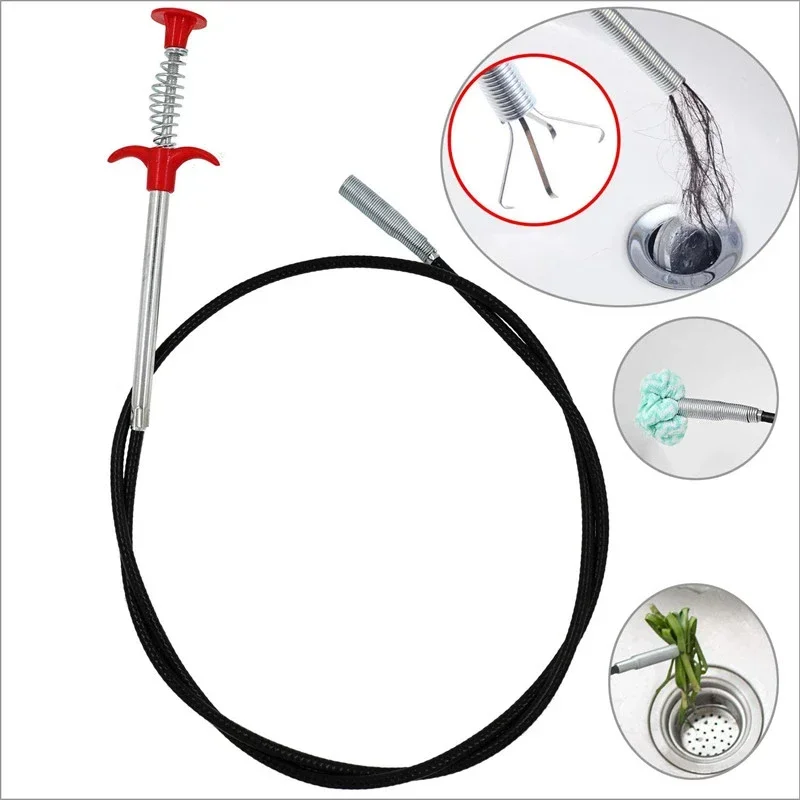 200cm sewer dredge pipe four-claw hook sewer dredging anti-blocking tool telescopic flexible claw reusable cleaner