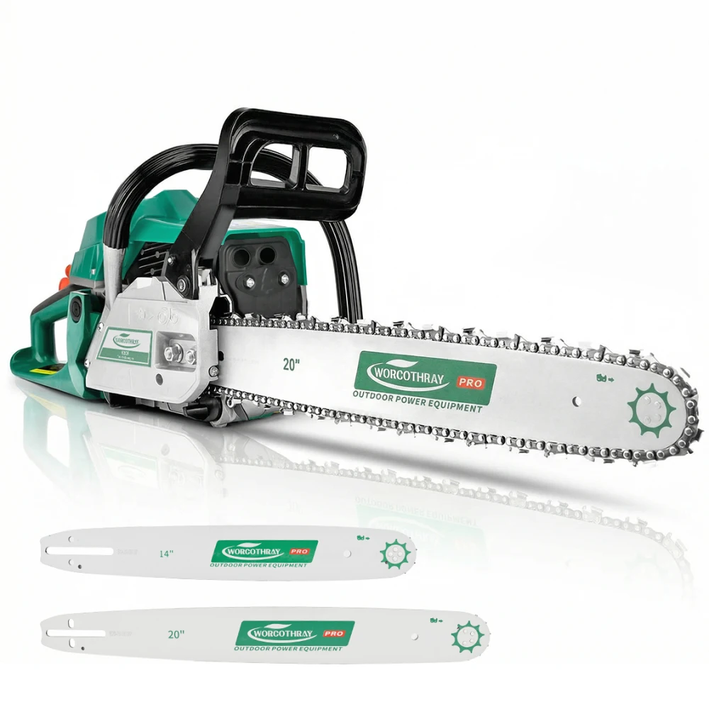 62CC 2-Stroke 14+20 Gasoline Chainsaw Power Engine Wood Cutting Gas Chain Saw