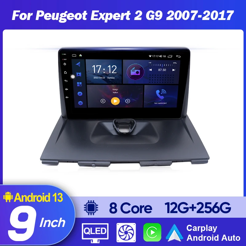 QSZN 2 Din Car Radio For Peugeot Expert 2 G9 2007 2008 - 2017 Android 13 WIFI+4G Multimedia Carplay Stereo DSP Player Head Unit