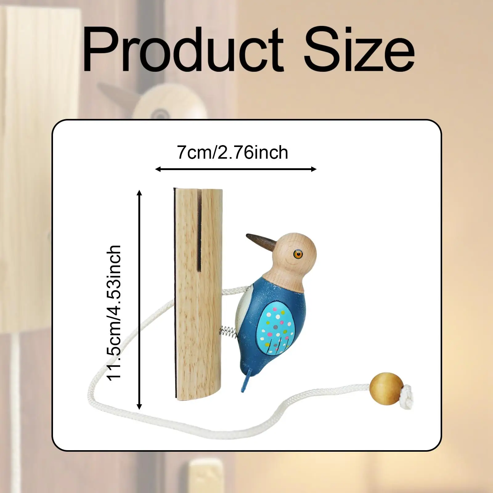 Woodpecker Doorbell Animal Shaped Creative for Door Opening Wood Door Bell for Wall Window Store Early Education Bedroom