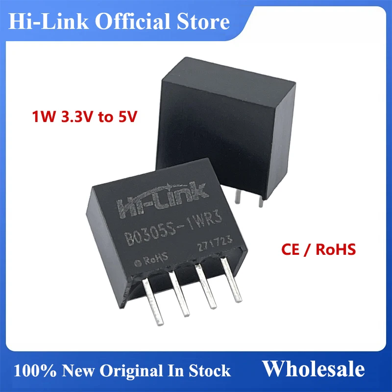 Free Shipping 10pcs Mini B0305S-1WR3 88% Efficiency 1W 3.3V to 5V 200mA DC DC Power Supply Module