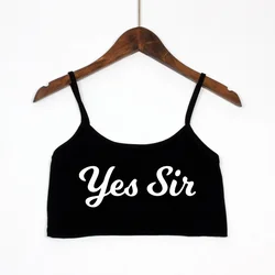 Women's Sexy Elastic Cotton Camis Sleeveless Short YES SIR Sexy Crop Top New Fashion Letters Print Summer Tank Top Bar Women