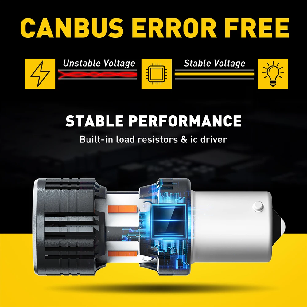 AUXITO 2Pcs BAU15S PY21W LED Canbus Error Free S25 1156 BA15S P21W LED Amber Indicator Bulb No Hyperflash Car Turn Signal Light