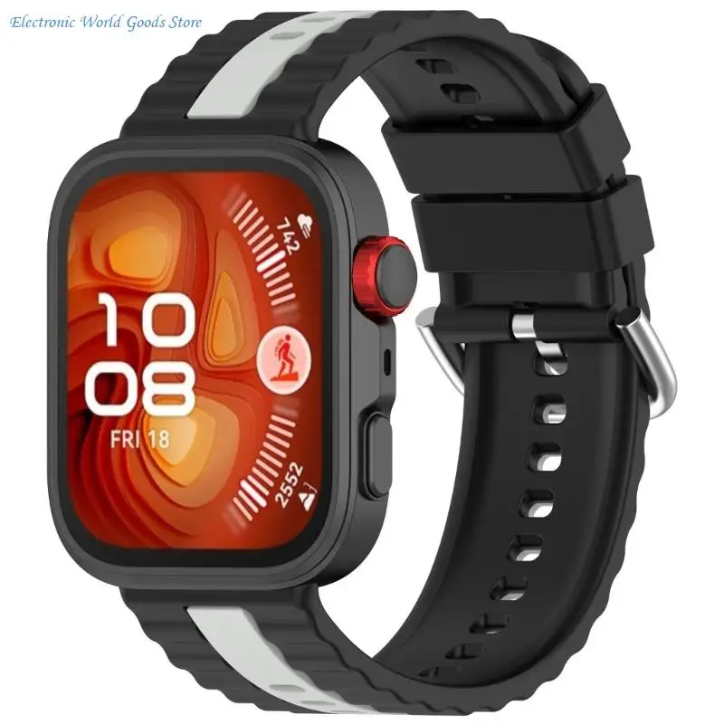 A3PD Premium Silicone Adjustable Exercise Band Double Colored Replacement Straps Suitable For Watch Fit 3/4 Activity Trackers