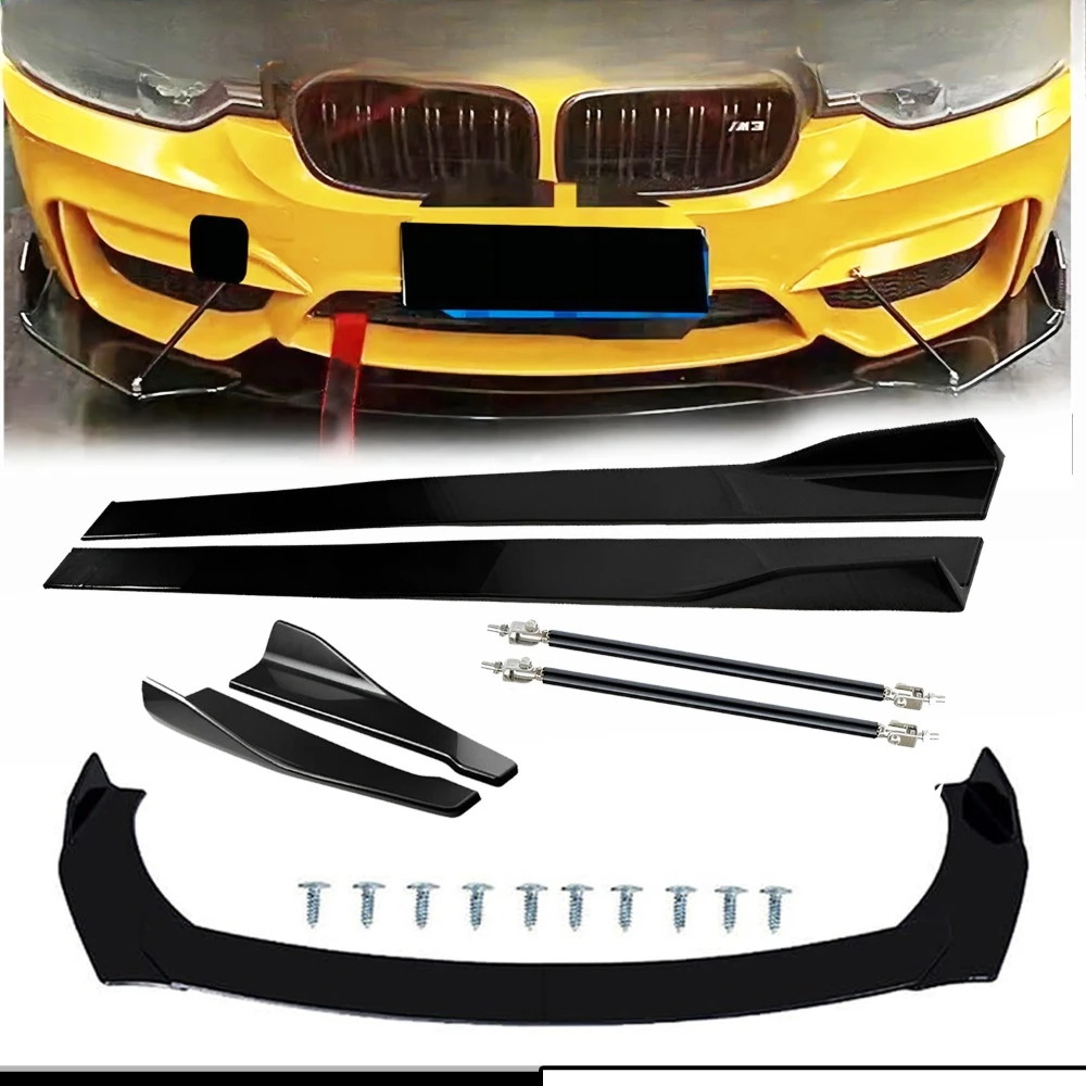 

For BMW E90 E92 E93 Front Splitter Bumper Lip Spoiler Glossy Black Side Skirt B United States