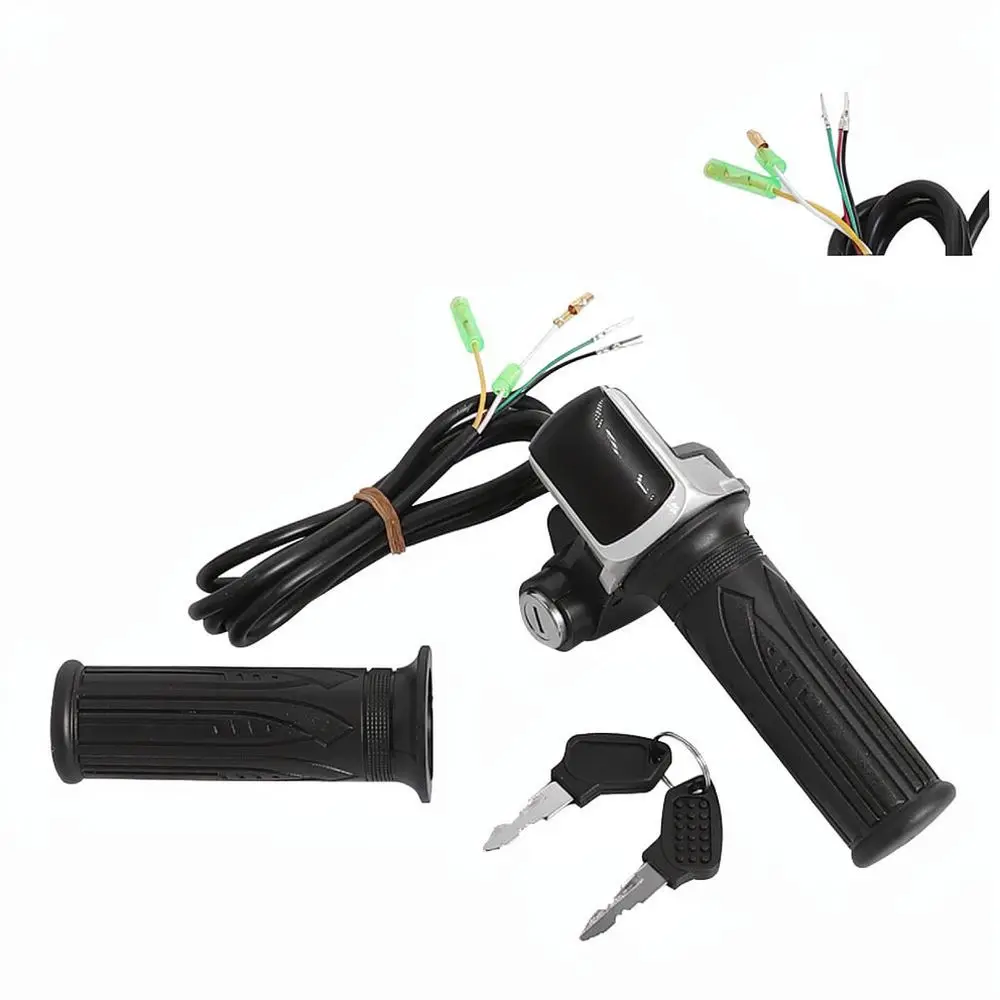 Universal Ebike Throttle Handle With Lock 24V 36V 48V 60V LED Power Monitor For Foldable Electric Scooter Riding Parts
