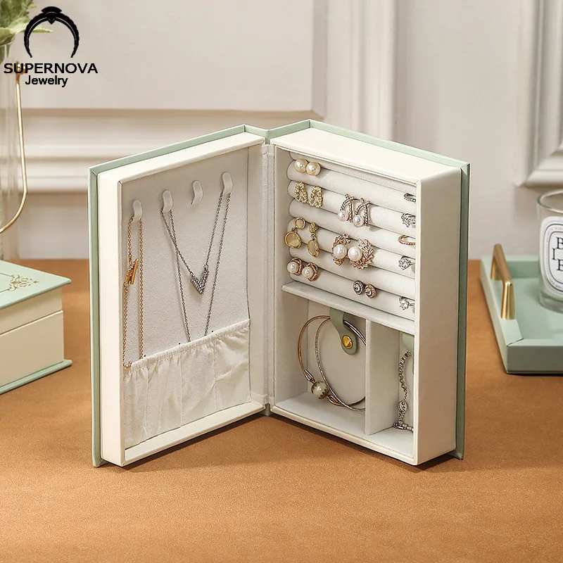 

Jewelry Storage Book Creative Jewelry Jewelry Box PU Leather Earrings Bracelet Storage Book Jewelry Storage Device Packaging