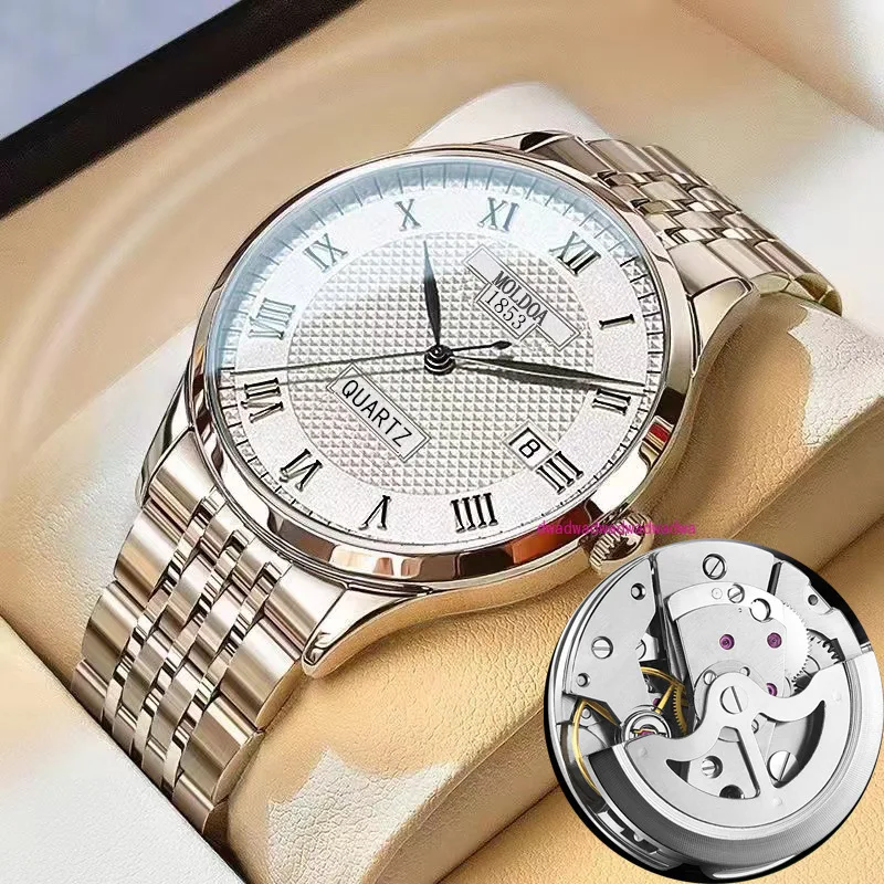 Fully automatic fake mechanical watch men's watch men's hollow steel belt calendar waterproof