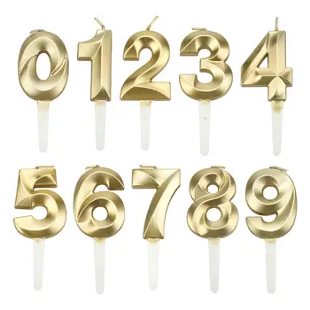 1個數位生日蠟燭 0-9 金色 3D 生日週年紀念婚禮蛋糕裝飾派對氣氛拍照道具 10 最佳銷售 金色蠟燭 - №4