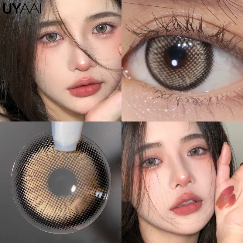 UYAAI Natural Colored Eyes Lenses 1 Pair Lens Disposable Brown Colored Lenses Gray Contact Lenses Korea  with Graduation Pupils