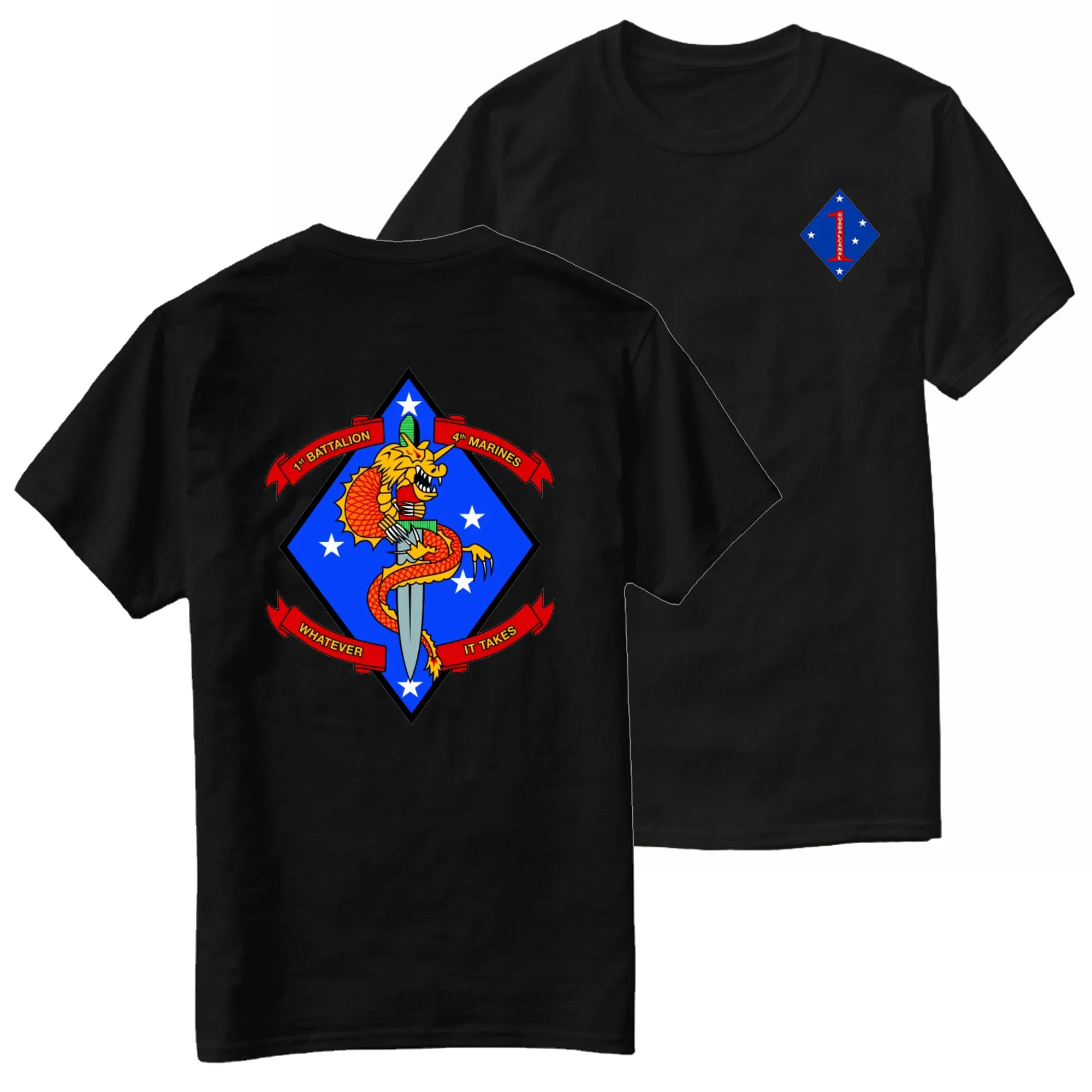 

US Marine Corps - 1st Battalion, 4th Marines Regiment T-Shirt 100% Cotton O-Neck Short Sleeve Summer Casual Mens Tee Streetwear