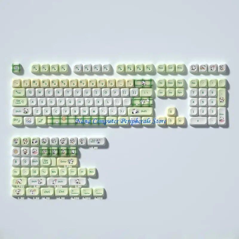 

F68C 140 PBT Тепловые сублимации Panda Theme Caycap для механических клавиатур Гладкие и нефтяные замена клавиш PBT