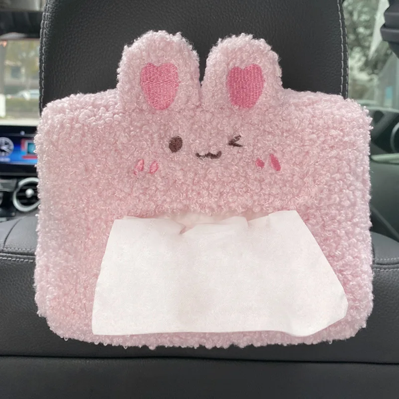 Cute Cartoon Bear Penguin Pig Chick Tissue Box Plush Napkin Holder Universal Car Room Paper Cover Animal Decoration Bracket