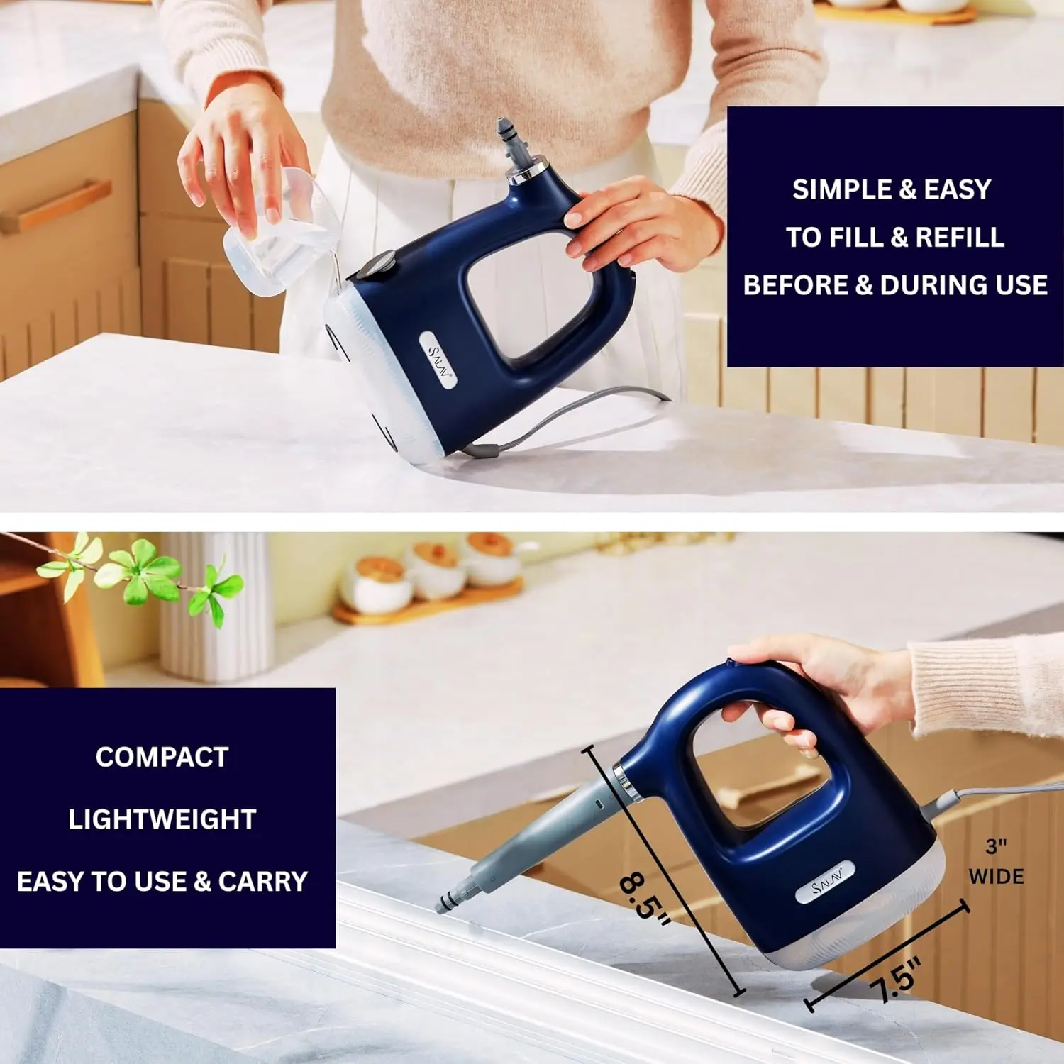 CleanSteam Compact Steam Cleaner Pressurized Multi-Surface Handheld Steamer w/11pc Accessories, Safety Lock No-Drip Fast Heat