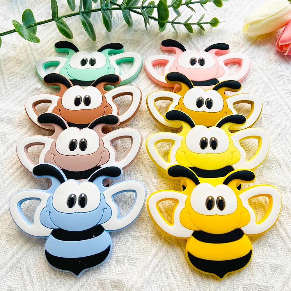 1pcs Cartoon Animal Bee Silicone Teether Baby Rodent Teeth Care DIY Silicone Bead Nipple Chain Chew Toy