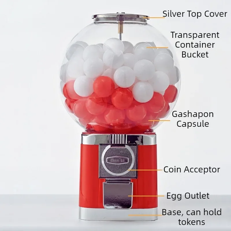 Coins Operated Egg Twister Decorative Eggs Twisting Machines Round Large Lottery Machine Capsule Desktop Lotteries Machines