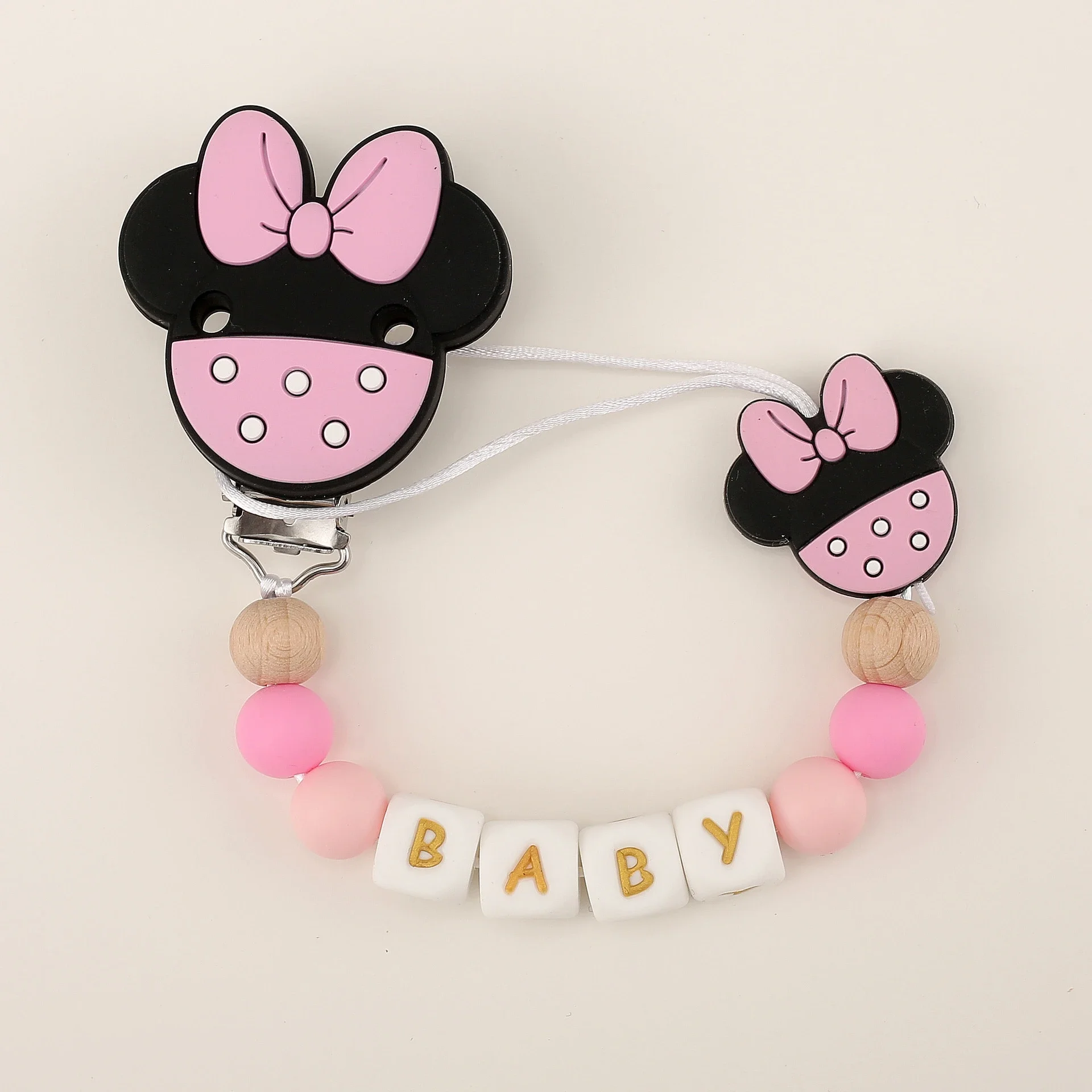 

Baby Pacifier Clips Personalized Name Cute Silicone Cartoon Dummy Nipples Holder Clip Chain Teething Toys Pacifiers Accessories