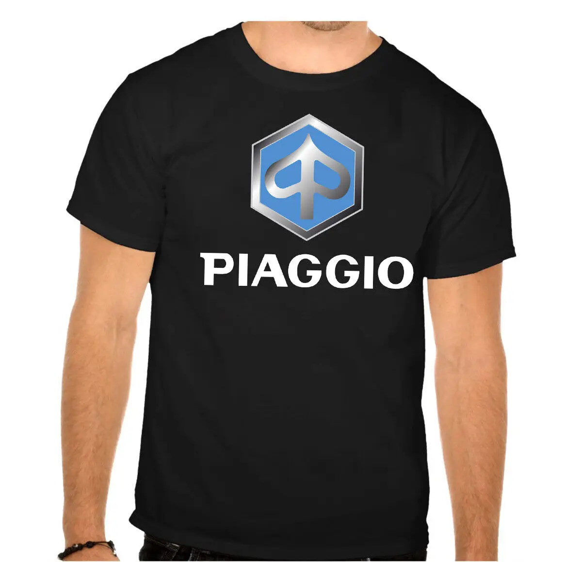 Piaggio Scooter Logo Black T-Shirt -933-