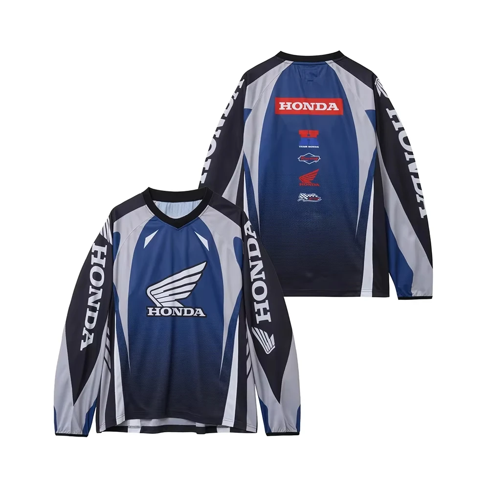 2026 Klassisches Sommer-Blau Familien-Partnerlook Langarm-Renn-Motocross-Übergrößen-Atmungsaktives Freizeit-Sport-Oberteil für Männer und Frauen – Detail 5