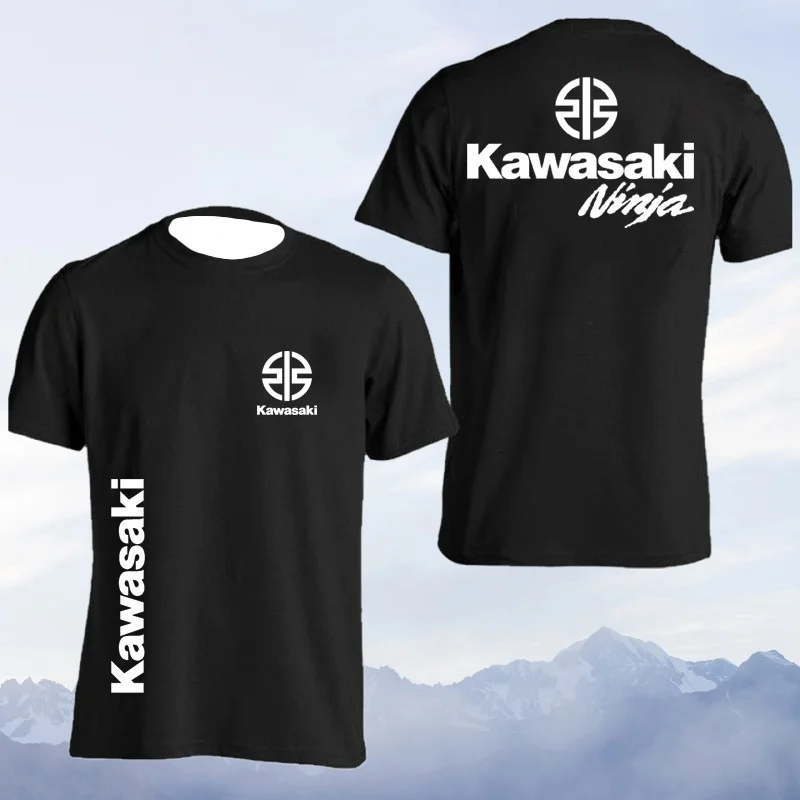 

MOTO-Kawasaki Мотоцикл Ниндзя Мужская летняя новая футболка с круглым вырезом Спортивный уличный топ для пар