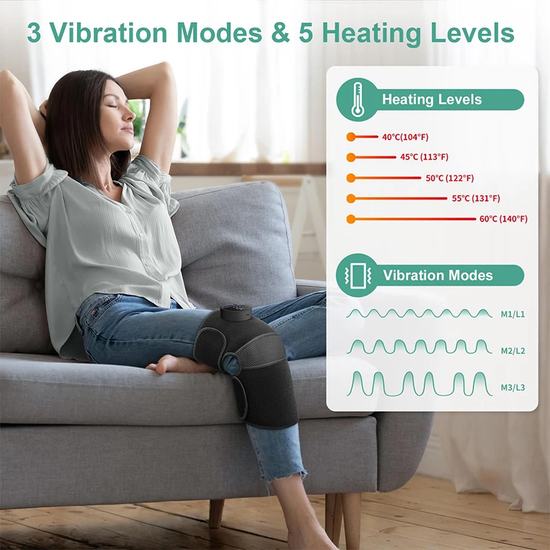 Medesursor pemijat lutut elektrik 3-In-1, pemijat bahu siku panas untuk suhu pemanas, pijat kaki pereda tekanan udara