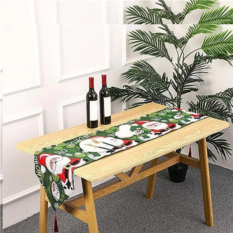 N95R Christmas Tablecloth Christmas Pattern Table Runner Tablecloth Washable Dacron Tablecloth For Christmas,Winter,Holiday Dura