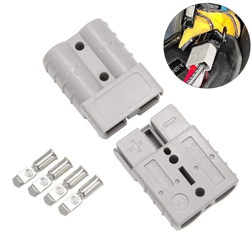 Power Connectors 50 AMP Plug Cable Terminal 600V Grey Red Battery Power Connector Pins Lugs Copper For Anderson