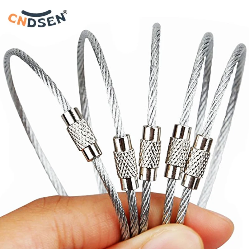 

10Pcs Stainless Steel Wire Keychain Wire Rope Key Chain Cable Key Ring Outdoor Hiking